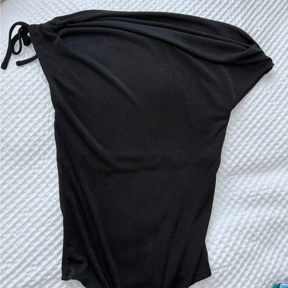 Aqua Black Textured Bodysuit